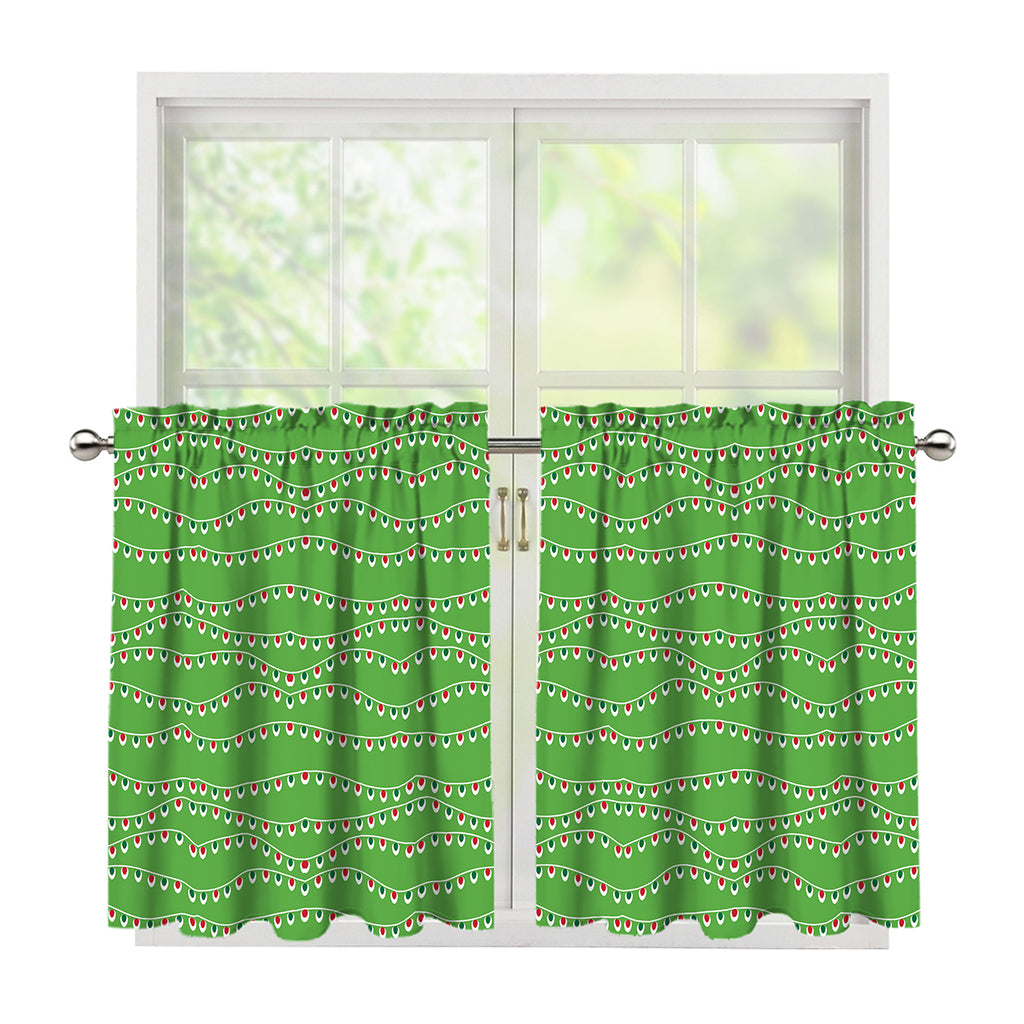 Merry Christmas Lights Pattern Print Tier Curtains
