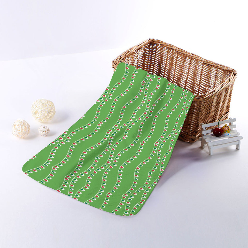 Merry Christmas Lights Pattern Print Towel