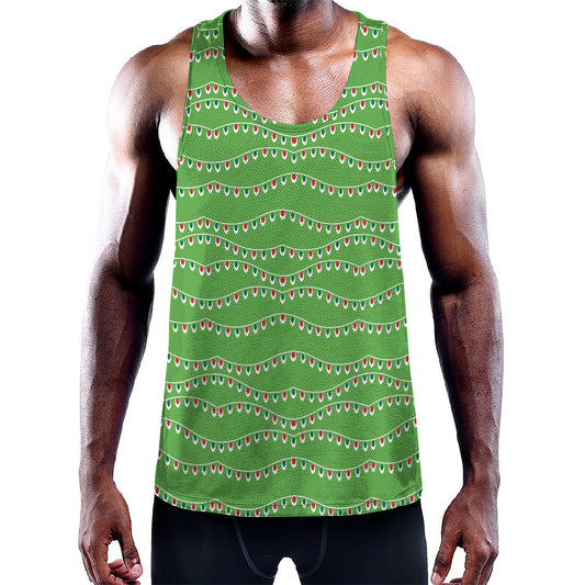 Merry Christmas Lights Pattern Print Training Tank Top