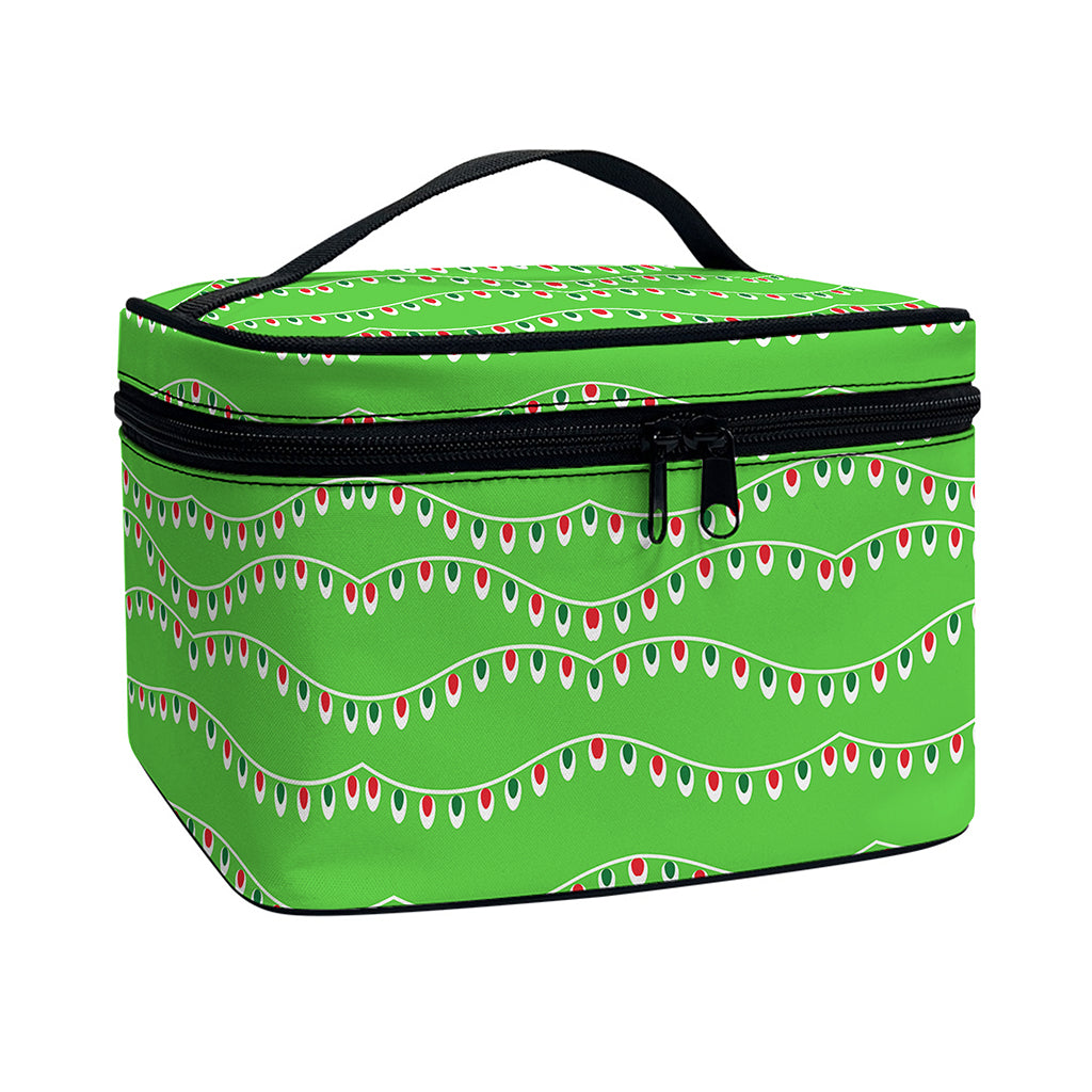 Merry Christmas Lights Pattern Print Travel Makeup Bag