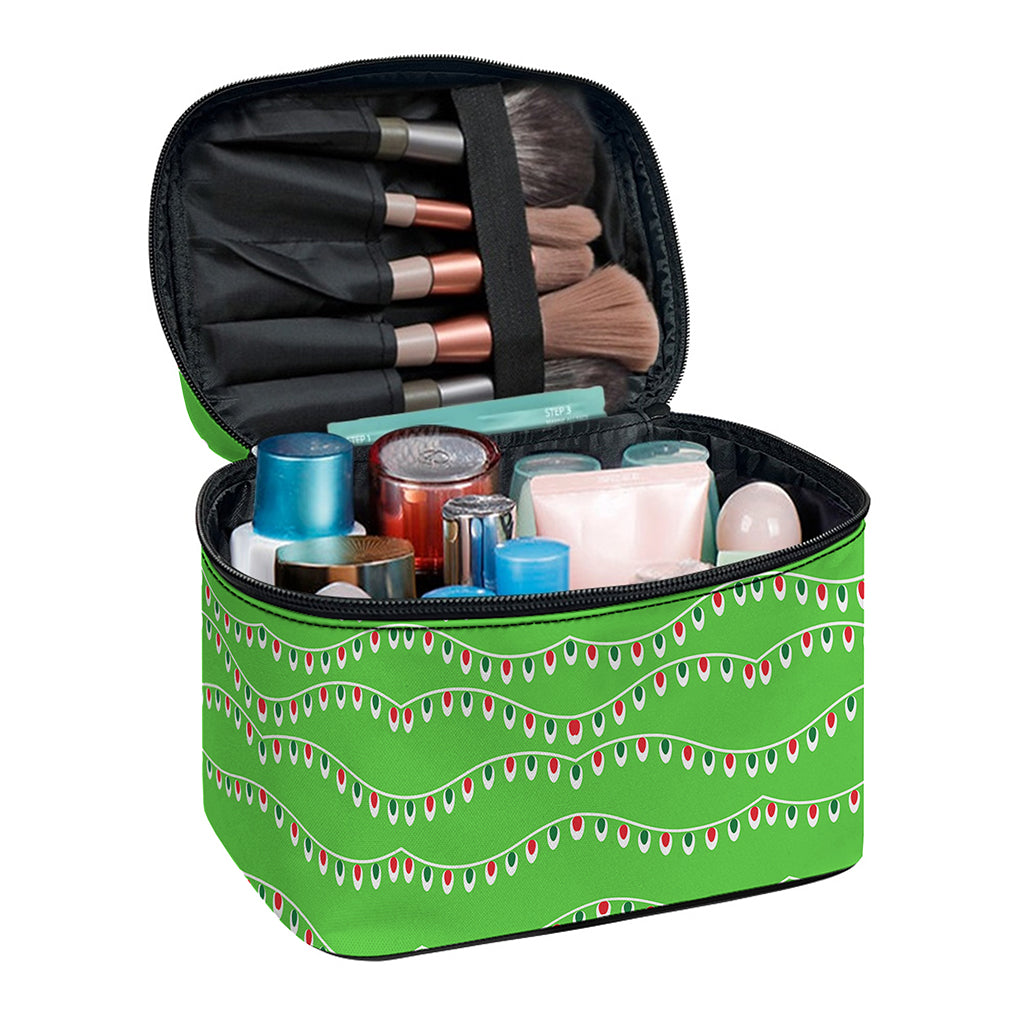 Merry Christmas Lights Pattern Print Travel Makeup Bag