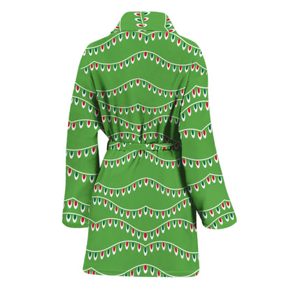 Merry Christmas Lights Pattern Print Women's Bathrobe