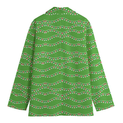 Merry Christmas Lights Pattern Print Women's Blazer