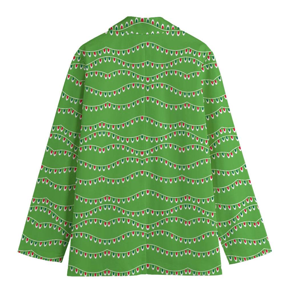Merry Christmas Lights Pattern Print Women's Cotton Blazer