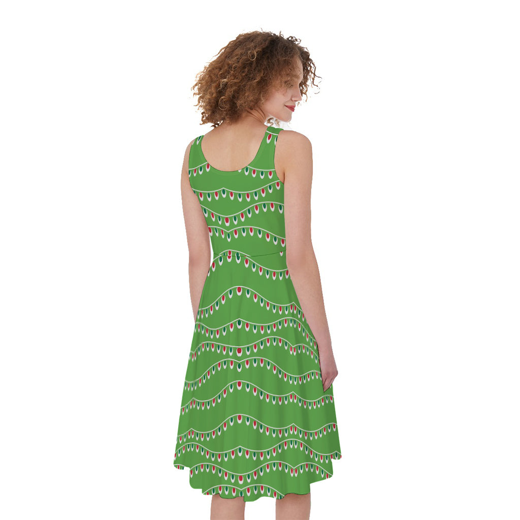 Merry Christmas Lights Pattern Print Women's Sleeveless Dress