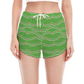 Merry Christmas Lights Pattern Print Women's Split Running Shorts