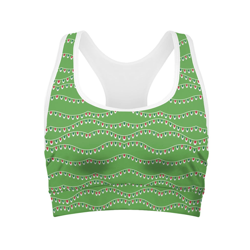 Merry Christmas Lights Pattern Print Women's Sports Bra