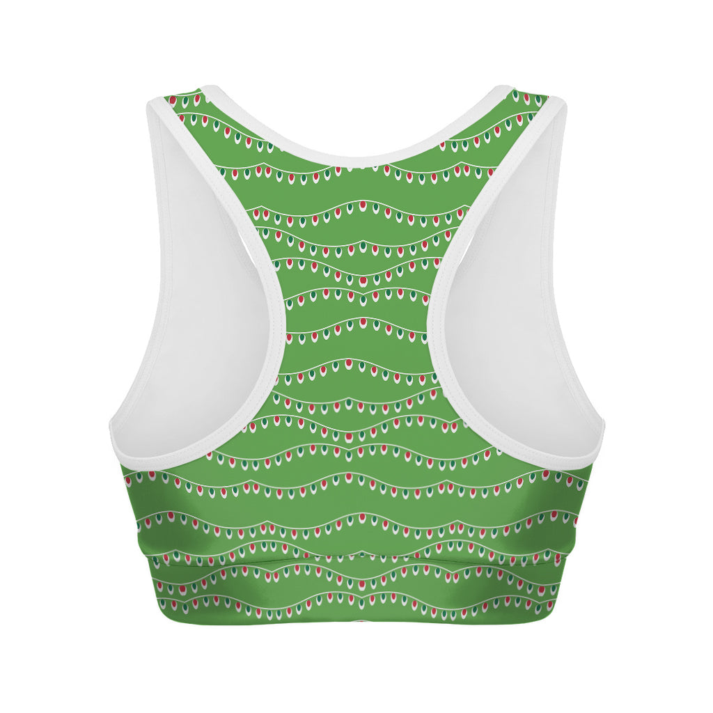 Merry Christmas Lights Pattern Print Women's Sports Bra