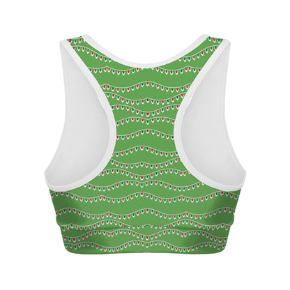 Merry Christmas Lights Pattern Print Women's Sports Bra