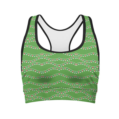 Merry Christmas Lights Pattern Print Women's Sports Bra