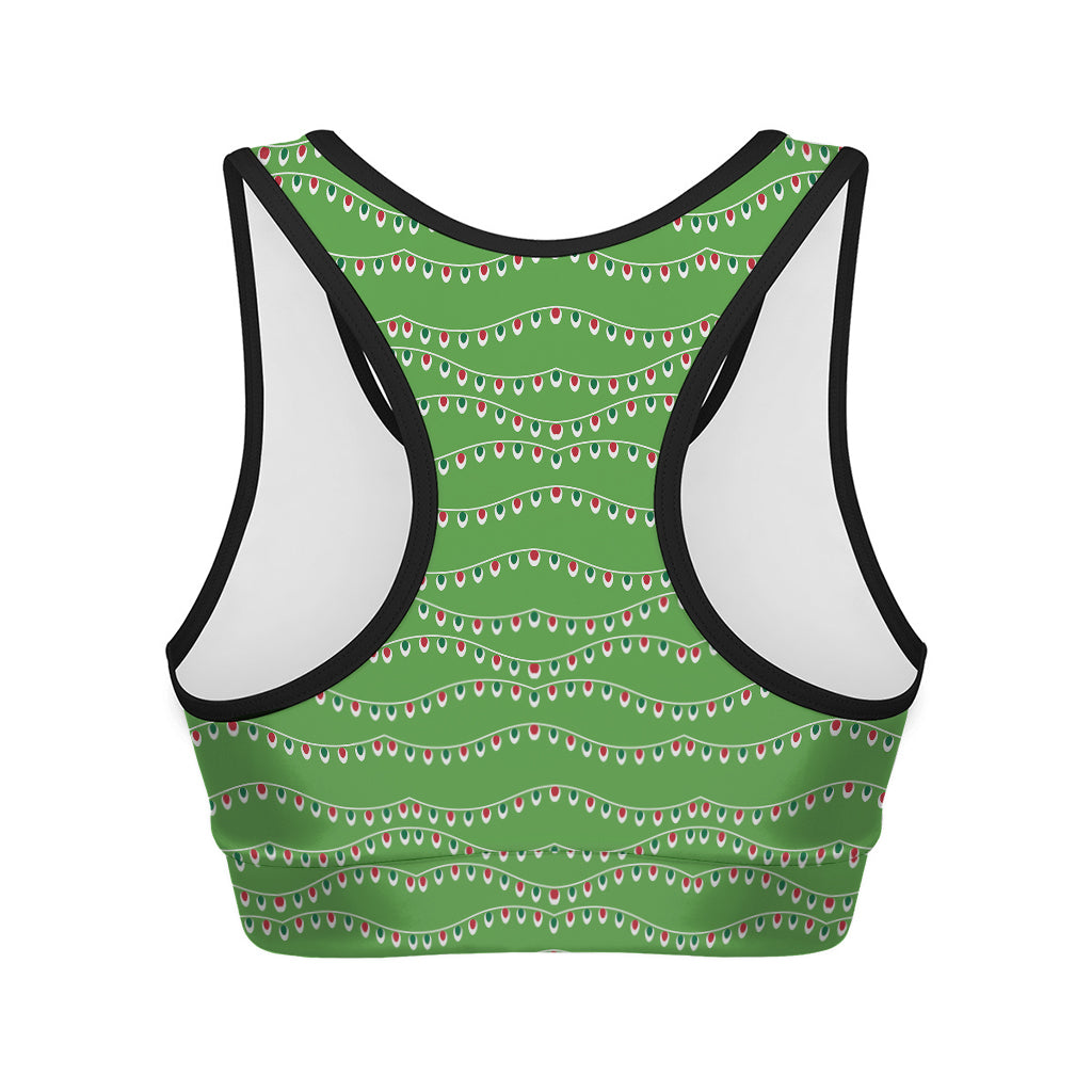 Merry Christmas Lights Pattern Print Women's Sports Bra
