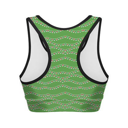 Merry Christmas Lights Pattern Print Women's Sports Bra