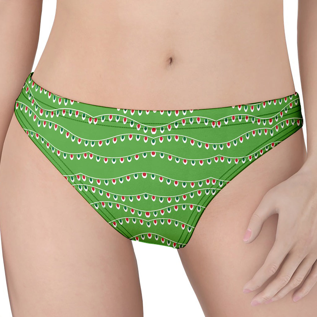 Merry Christmas Lights Pattern Print Women's Thong