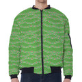 Merry Christmas Lights Pattern Print Zip Sleeve Bomber Jacket