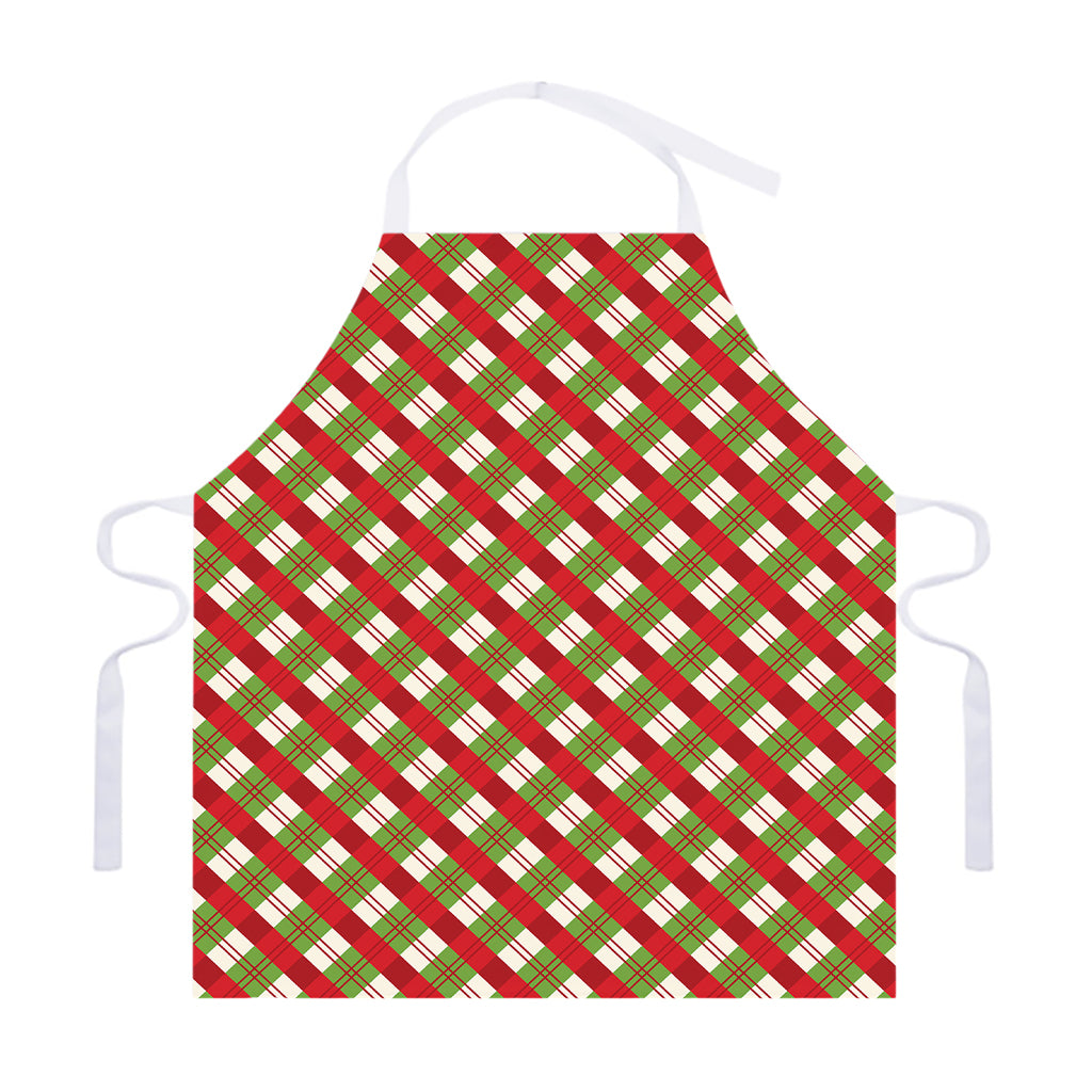 Merry Christmas Plaid Pattern Print Adjustable Apron