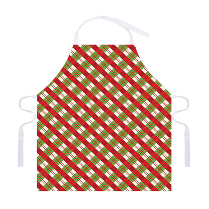 Merry Christmas Plaid Pattern Print Adjustable Apron