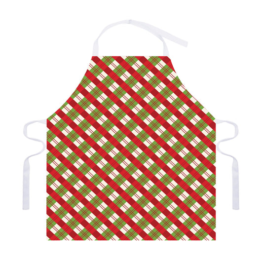 Merry Christmas Plaid Pattern Print Adjustable Apron
