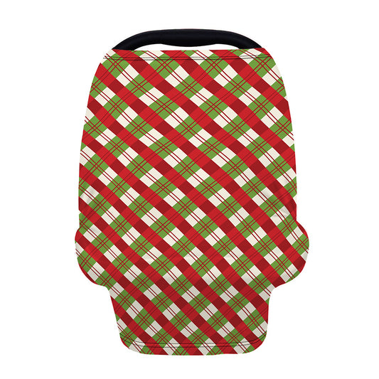 Merry Christmas Plaid Pattern Print Baby Seat Cover