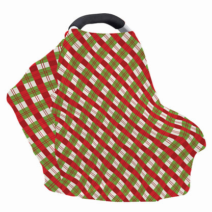 Merry Christmas Plaid Pattern Print Baby Seat Cover