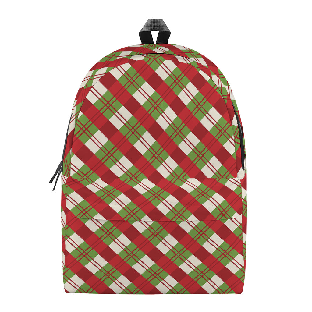 Merry Christmas Plaid Pattern Print Backpack