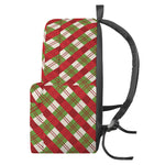 Merry Christmas Plaid Pattern Print Backpack