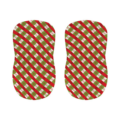Merry Christmas Plaid Pattern Print Bar Stool Covers