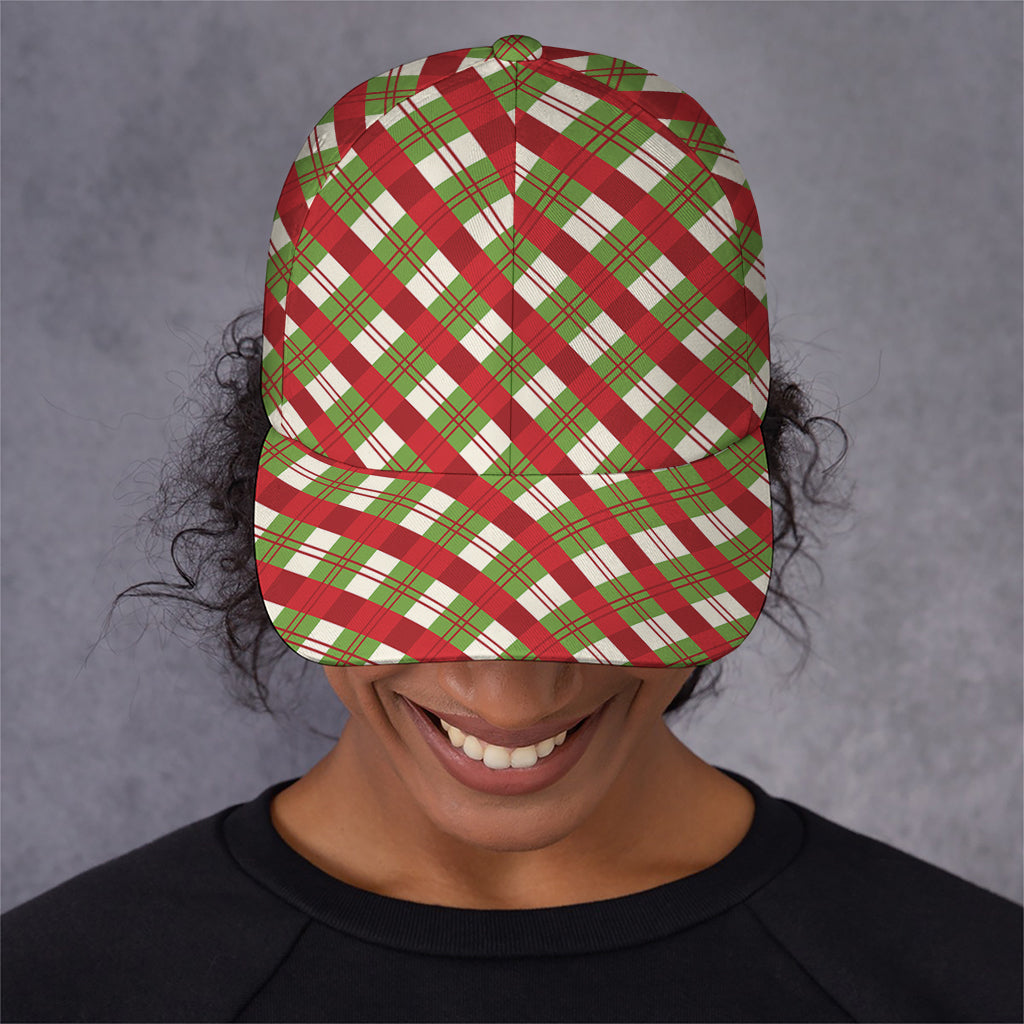 Merry Christmas Plaid Pattern Print Baseball Cap