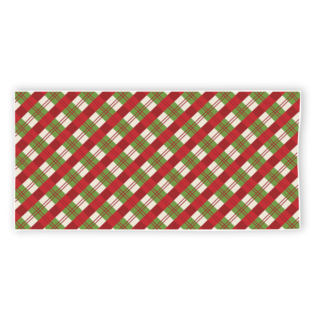 Merry Christmas Plaid Pattern Print Beach Towel