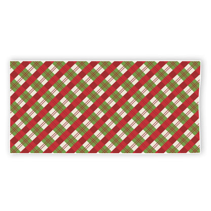Merry Christmas Plaid Pattern Print Beach Towel