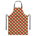 Merry Christmas Plaid Pattern Print Bib Apron With Pocket
