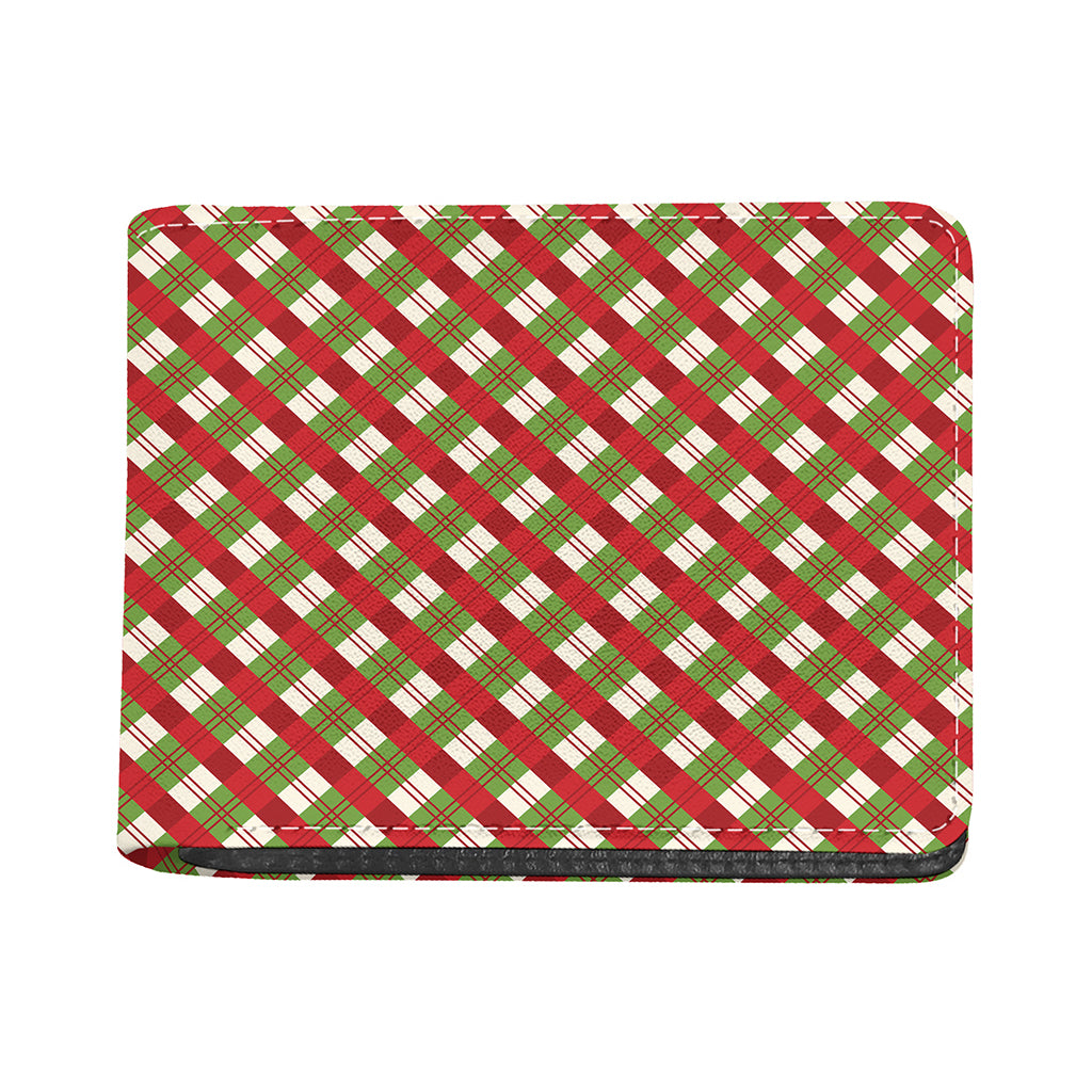 Merry Christmas Plaid Pattern Print Bifold Wallet