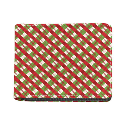 Merry Christmas Plaid Pattern Print Bifold Wallet