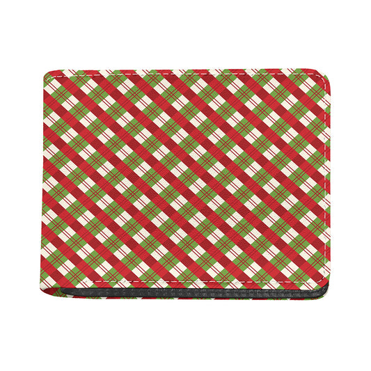 Merry Christmas Plaid Pattern Print Bifold Wallet
