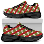 Merry Christmas Plaid Pattern Print Black Chunky Shoes