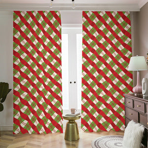 Merry Christmas Plaid Pattern Print Blackout Pencil Pleat Curtains