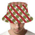 Merry Christmas Plaid Pattern Print Bucket Hat