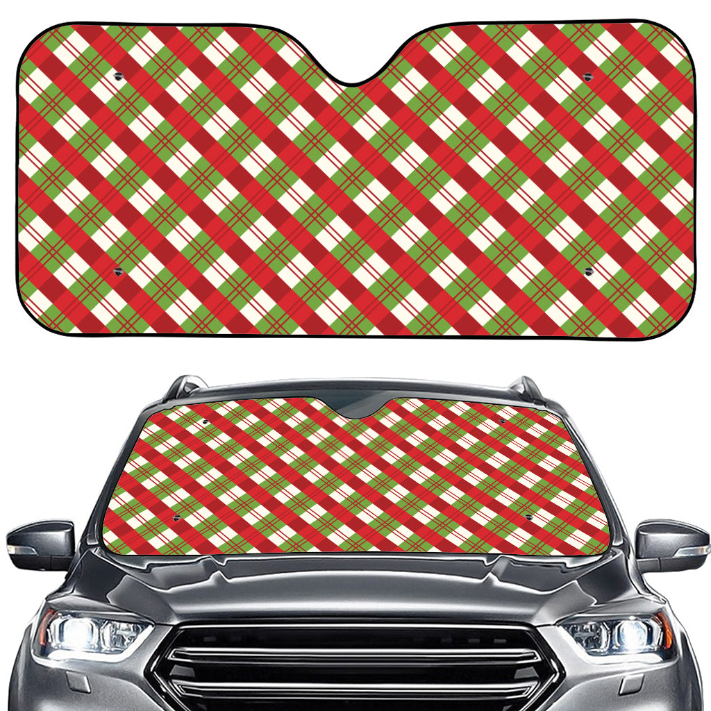 Merry Christmas Plaid Pattern Print Car Windshield Sun Shade