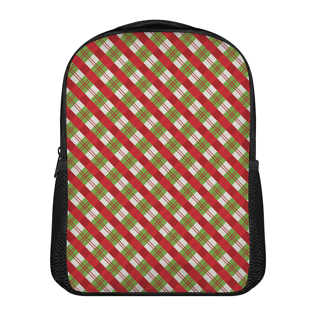 Merry Christmas Plaid Pattern Print Casual Backpack
