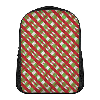 Merry Christmas Plaid Pattern Print Casual Backpack