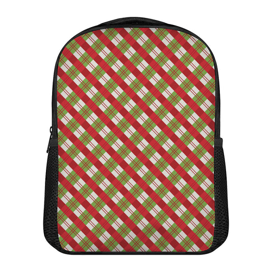 Merry Christmas Plaid Pattern Print Casual Backpack
