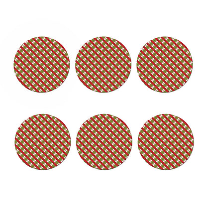 Merry Christmas Plaid Pattern Print Coaster Set
