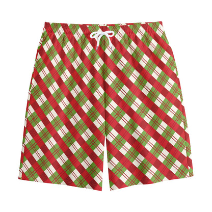 Merry Christmas Plaid Pattern Print Cotton Shorts