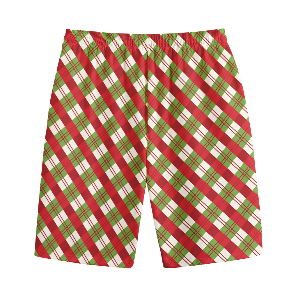 Merry Christmas Plaid Pattern Print Cotton Shorts