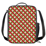 Merry Christmas Plaid Pattern Print Crossbody Lunch Bag