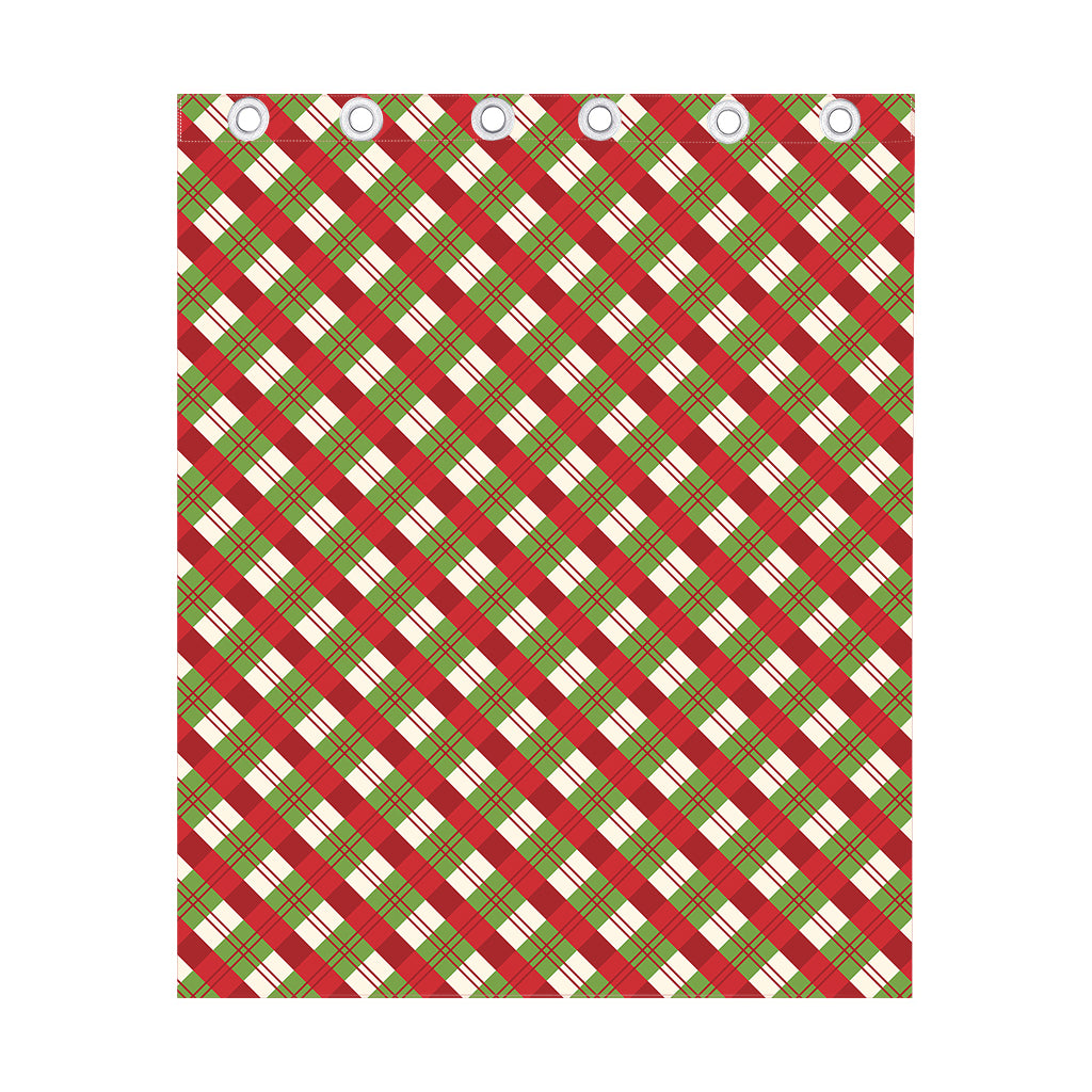 Merry Christmas Plaid Pattern Print Curtain
