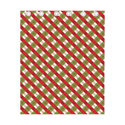 Merry Christmas Plaid Pattern Print Curtain