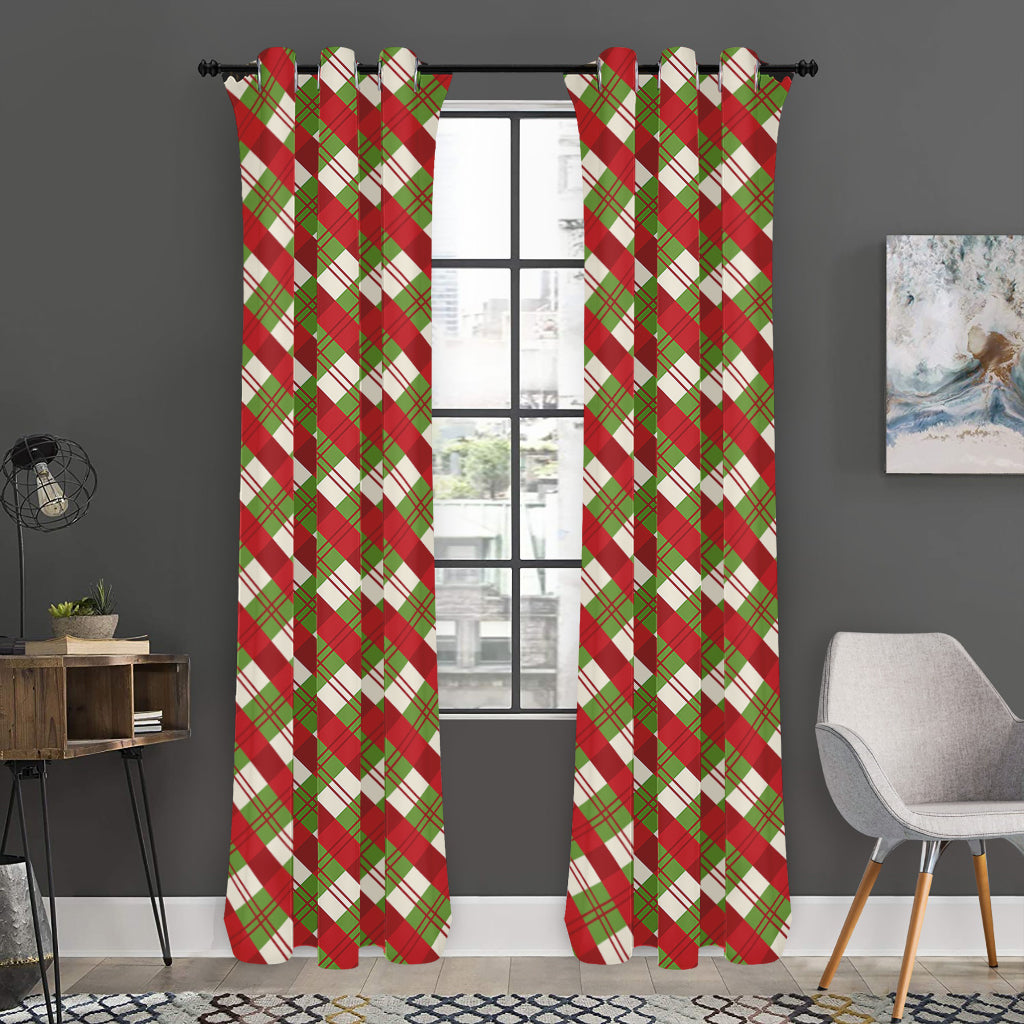 Merry Christmas Plaid Pattern Print Curtain