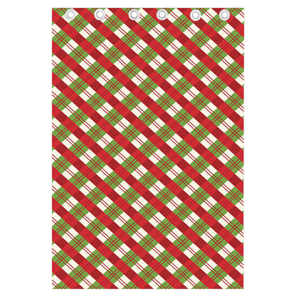 Merry Christmas Plaid Pattern Print Curtain