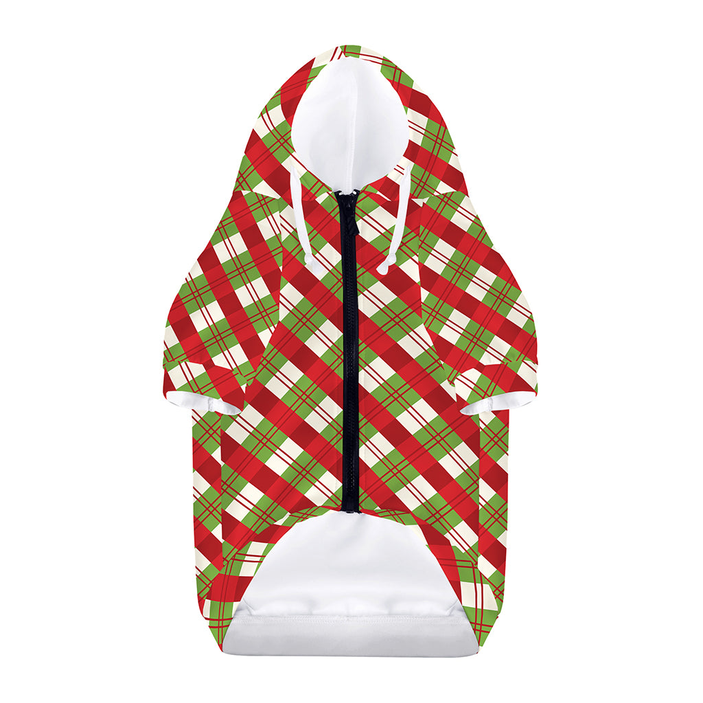 Merry Christmas Plaid Pattern Print Dog Zip Up Hoodie