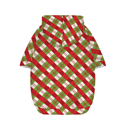 Merry Christmas Plaid Pattern Print Dog Zip Up Hoodie